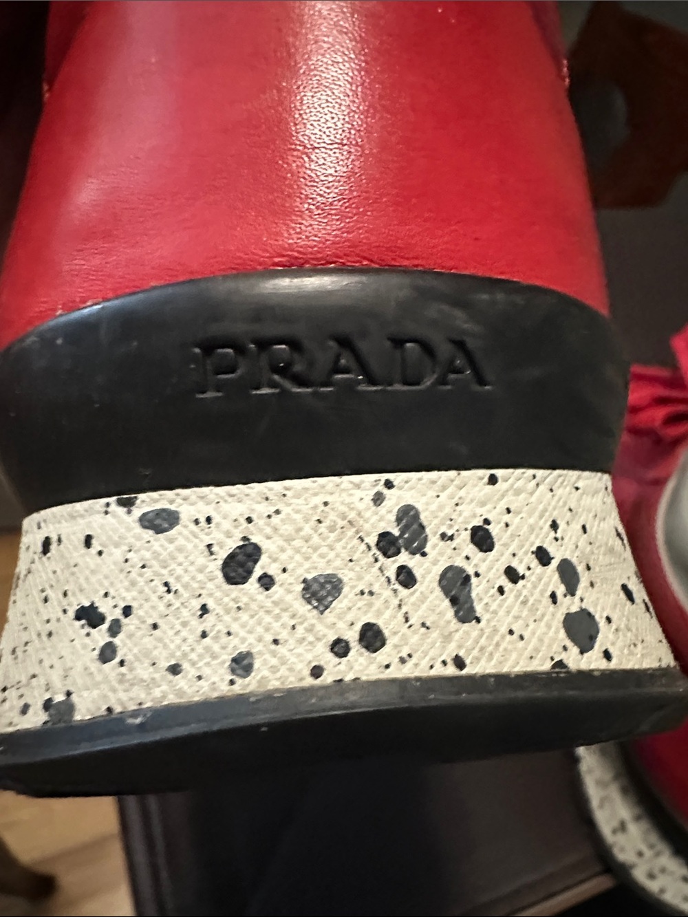 Prada Red Leather Men's Sneakers - Picture 7 of 12